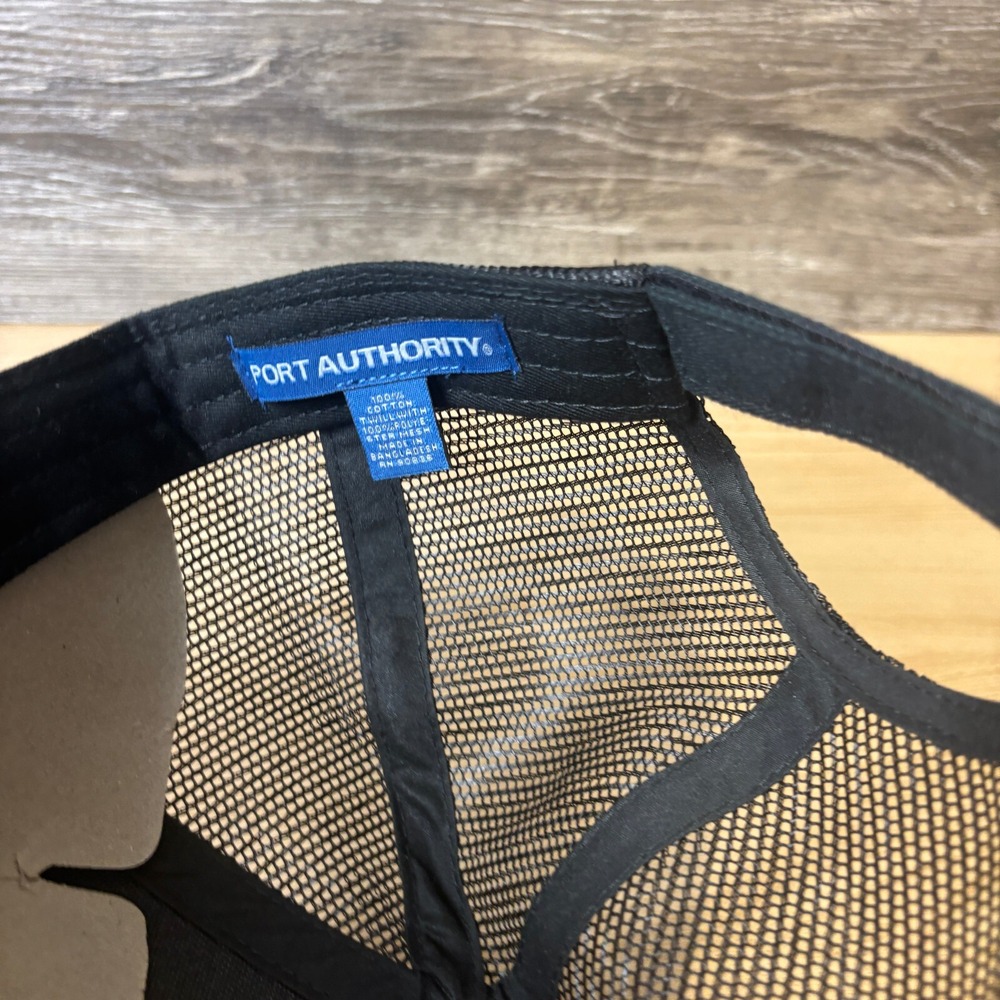 Port Authority Hat Cap Strap Back Black Blank Mesh Back Adjustable - Picture 8 of 9